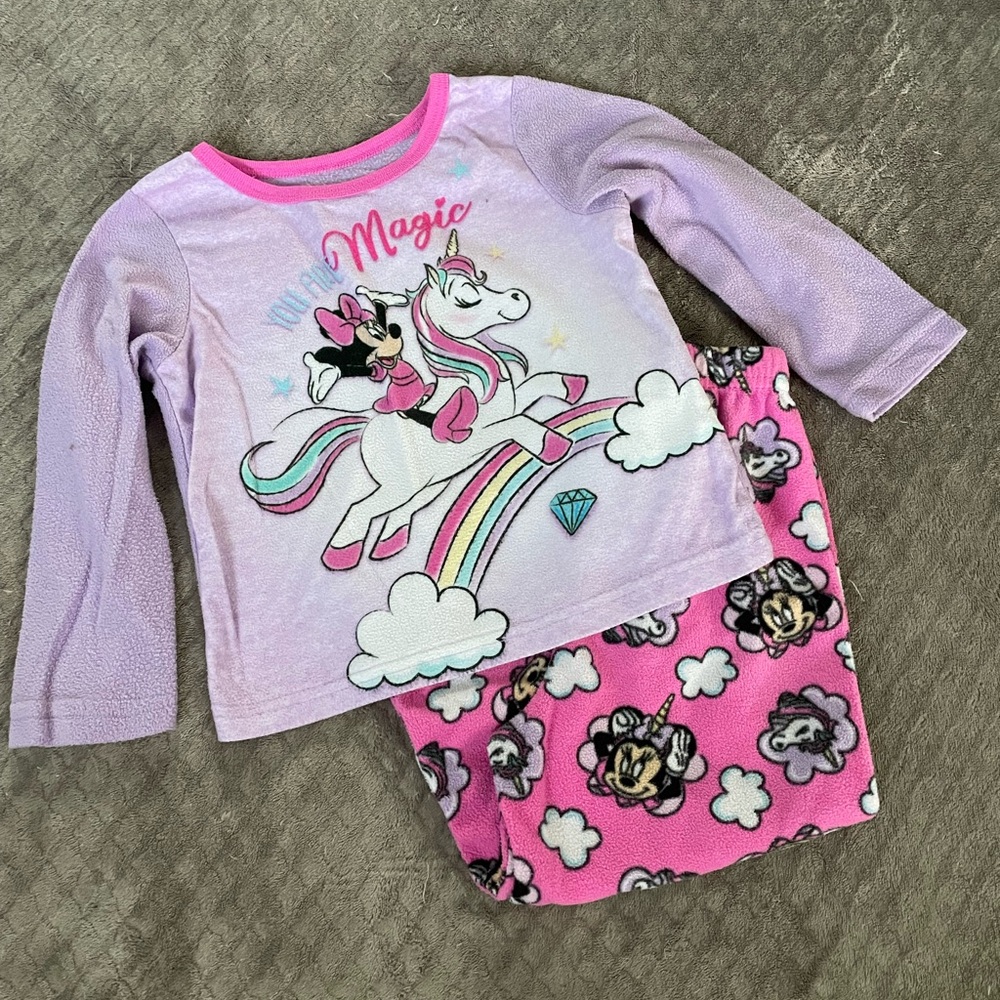 Disney Minnie Mouse Unicorn Pajama Set - Pink and Purple